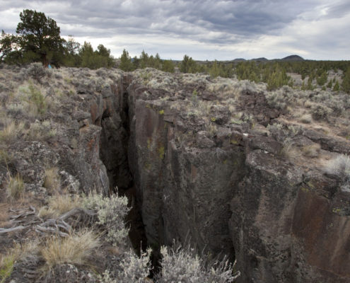 Crack-in-the-ground, a fissure developed along a normal fault in Central Oregon