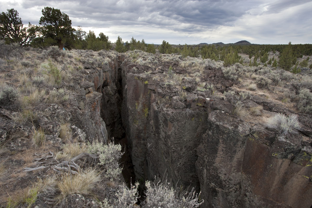 Crack-in-the-ground, a fissure developed along a normal fault in Central Oregon