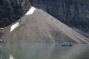 Talus cone and glacial lake